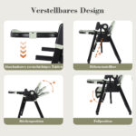 2-in-1 Baby High Chair with Rocking Function, 5-Point Safety Harness, Lockable Wheels, Removable Tray - Image 17