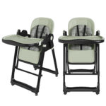 2-in-1 Baby High Chair with Rocking Function, 5-Point Safety Harness, Lockable Wheels, Removable Tray - Image 25
