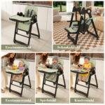 2-in-1 Baby High Chair with Rocking Function, 5-Point Safety Harness, Lockable Wheels, Removable Tray - Image 3