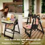 2-in-1 Baby High Chair with Rocking Function, 5-Point Safety Harness, Lockable Wheels, Removable Tray - Image 9
