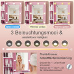 Kleines Schminktisch-Set mit Spiegel und verstellbarer LED-Beleuchtung, Steckdose, Haartrockner-Halt - Image 6