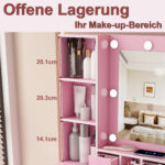 Kleines Schminktisch-Set mit Spiegel und verstellbarer LED-Beleuchtung, Steckdose, Haartrockner-Halt - Image 8