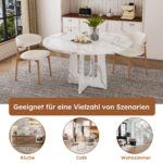 Modular Round Dining Table, 120 cm Diameter and 76 cm Height, MDF with Imitated Marble in White - Image 11
