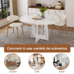 Modular Round Dining Table, 120 cm Diameter and 76 cm Height, MDF with Imitated Marble in White - Image 12