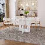 Modular Round Dining Table, 120 cm Diameter and 76 cm Height, MDF with Imitated Marble in White - Image 14