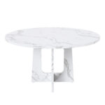 Modular Round Dining Table, 120 cm Diameter and 76 cm Height, MDF with Imitated Marble in White - Image 15