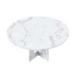 Modular Round Dining Table, 120 cm Diameter and 76 cm Height, MDF with Imitated Marble in White - Image 16