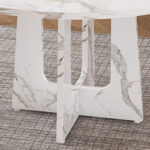 Modular Round Dining Table, 120 cm Diameter and 76 cm Height, MDF with Imitated Marble in White - Image 18