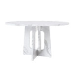 Modular Round Dining Table, 120 cm Diameter and 76 cm Height, MDF with Imitated Marble in White - Image 20