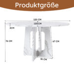 Modular Round Dining Table, 120 cm Diameter and 76 cm Height, MDF with Imitated Marble in White - Image 3