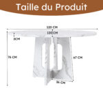 Modular Round Dining Table, 120 cm Diameter and 76 cm Height, MDF with Imitated Marble in White - Image 4