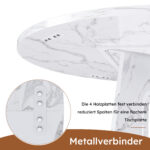 Modular Round Dining Table, 120 cm Diameter and 76 cm Height, MDF with Imitated Marble in White - Image 9
