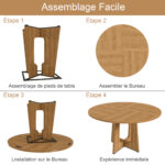 Modular Round Dining Table, 120 cm Diameter and 76 cm Height, MDF with Oak Veneer, Comfortable - Image 11