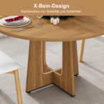 Modular Round Dining Table, 120 cm Diameter and 76 cm Height, MDF with Oak Veneer, Comfortable - Image 14