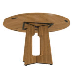 Modular Round Dining Table, 120 cm Diameter and 76 cm Height, MDF with Oak Veneer, Comfortable - Image 19