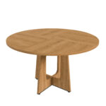 Modular Round Dining Table, 120 cm Diameter and 76 cm Height, MDF with Oak Veneer, Comfortable - Image 2