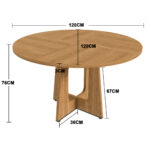 Modular Round Dining Table, 120 cm Diameter and 76 cm Height, MDF with Oak Veneer, Comfortable - Image 3