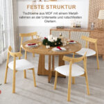 Modular Round Dining Table, 120 cm Diameter and 76 cm Height, MDF with Oak Veneer, Comfortable - Image 6