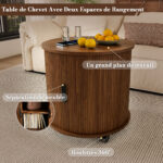 Mid-Century Cylindrical Nightstand with Charging Station (Outlet + 2 USB), Sliding Door & Storage - Round - Image 11