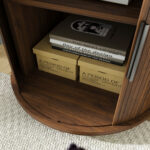 Mid-Century Cylindrical Nightstand with Charging Station (Outlet + 2 USB), Sliding Door & Storage - Round - Image 22
