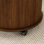 Mid-Century Cylindrical Nightstand with Charging Station (Outlet + 2 USB), Sliding Door & Storage - Round - Image 24