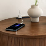 Mid-Century Cylindrical Nightstand with Charging Station (Outlet + 2 USB), Sliding Door & Storage - Round - Image 26