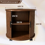 Mid-Century Cylindrical Nightstand with Charging Station (Outlet + 2 USB), Sliding Door & Storage - Round - Image 5