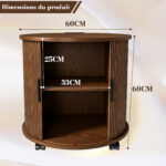Mid-Century Cylindrical Nightstand with Charging Station (Outlet + 2 USB), Sliding Door & Storage - Round - Image 6
