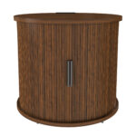 Mid-Century Cylindrical Nightstand with Charging Station (Outlet + 2 USB), Sliding Door & Storage - Round - Image 7