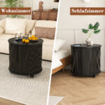 Mid-Century Cylindrical Nightstand with Charging Station (Outlet + 2 USB), Sliding Door & Storage - Round - Image 13