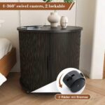 Mid-Century Cylindrical Nightstand with Charging Station (Outlet + 2 USB), Sliding Door & Storage - Round - Image 15