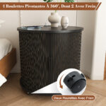 Mid-Century Cylindrical Nightstand with Charging Station (Outlet + 2 USB), Sliding Door & Storage - Round - Image 16