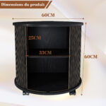 Mid-Century Cylindrical Nightstand with Charging Station (Outlet + 2 USB), Sliding Door & Storage - Round - Image 4