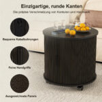 Mid-Century Cylindrical Nightstand with Charging Station (Outlet + 2 USB), Sliding Door & Storage - Round - Image 5