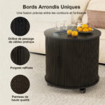 Mid-Century Cylindrical Nightstand with Charging Station (Outlet + 2 USB), Sliding Door & Storage - Round - Image 6