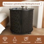 Mid-Century Cylindrical Nightstand with Charging Station (Outlet + 2 USB), Sliding Door & Storage - Round - Image 9