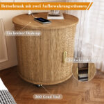 Mid-Century Cylindrical Nightstand with Charging Station (Outlet + 2 USB), Sliding Door & Storage - Round - Image 11