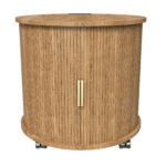 Mid-Century Cylindrical Nightstand with Charging Station (Outlet + 2 USB), Sliding Door & Storage - Round - Image 20