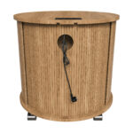 Mid-Century Cylindrical Nightstand with Charging Station (Outlet + 2 USB), Sliding Door & Storage - Round - Image 21
