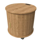Mid-Century Cylindrical Nightstand with Charging Station (Outlet + 2 USB), Sliding Door & Storage - Round - Image 24
