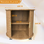 Mid-Century Cylindrical Nightstand with Charging Station (Outlet + 2 USB), Sliding Door & Storage - Round - Image 4