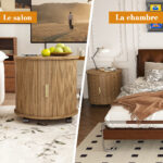 Mid-Century Cylindrical Nightstand with Charging Station (Outlet + 2 USB), Sliding Door & Storage - Round - Image 6
