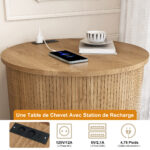 Mid-Century Cylindrical Nightstand with Charging Station (Outlet + 2 USB), Sliding Door & Storage - Round - Image 8
