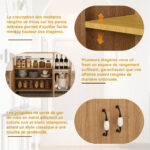 Rectangular Foldable Mobile Dining Table 110x70x80 cm, Multifunctional with 5 Storage Shelves and 5 Casters - Image 10