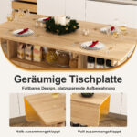 Rectangular Foldable Mobile Dining Table 110x70x80 cm, Multifunctional with 5 Storage Shelves and 5 Casters - Image 11