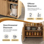 Rectangular Foldable Mobile Dining Table 110x70x80 cm, Multifunctional with 5 Storage Shelves and 5 Casters - Image 13