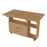 Rectangular Foldable Mobile Dining Table 110x70x80 cm, Multifunctional with 5 Storage Shelves and 5 Casters - Image 20