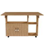 Rectangular Foldable Mobile Dining Table 110x70x80 cm, Multifunctional with 5 Storage Shelves and 5 Casters - Image 21