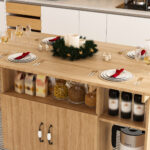 Rectangular Foldable Mobile Dining Table 110x70x80 cm, Multifunctional with 5 Storage Shelves and 5 Casters - Image 22