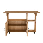 Rectangular Foldable Mobile Dining Table 110x70x80 cm, Multifunctional with 5 Storage Shelves and 5 Casters - Image 4